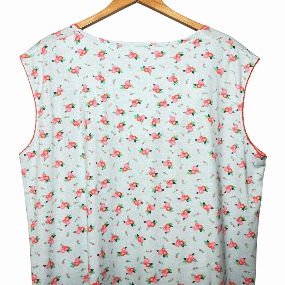 Dream Crest Womens Floral Nightgown 1X 100% Cotton Cottagecore Lounge‎ Cozy